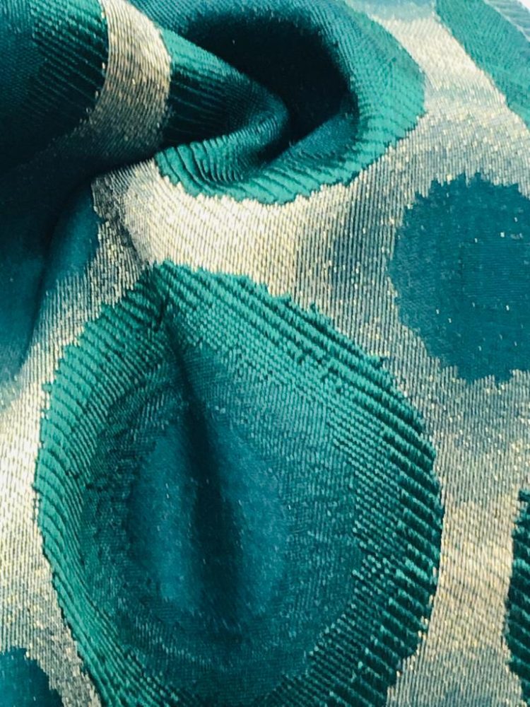 Green Silver Circles Jacquard Napkins