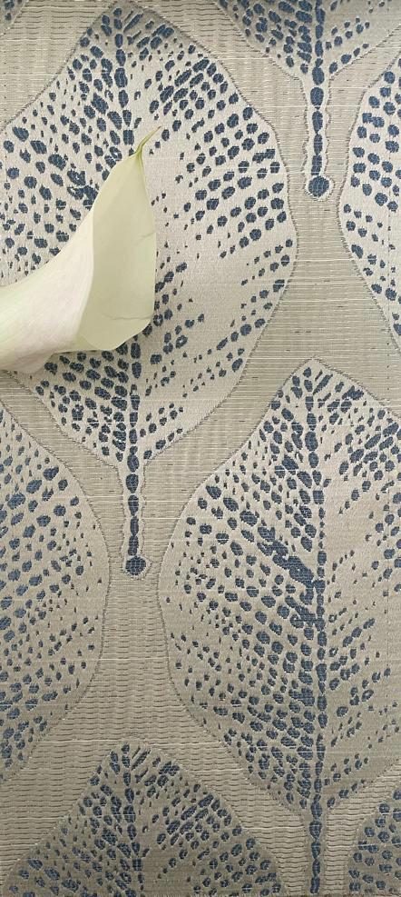 Ivory Blue Leaf Jacquard Tablecloth
