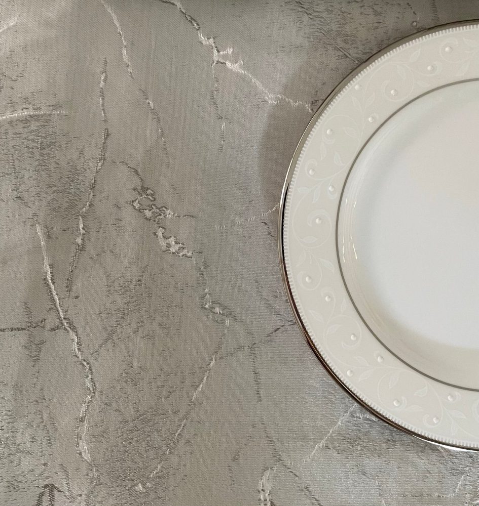 Metallic Silver Gray Forest Jacquard Tablecloth