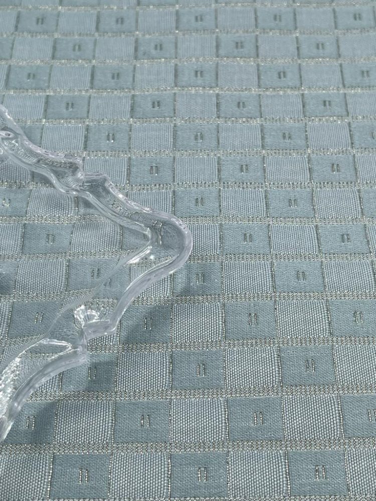 Pale Blue Squares Jacquard Tablecloth