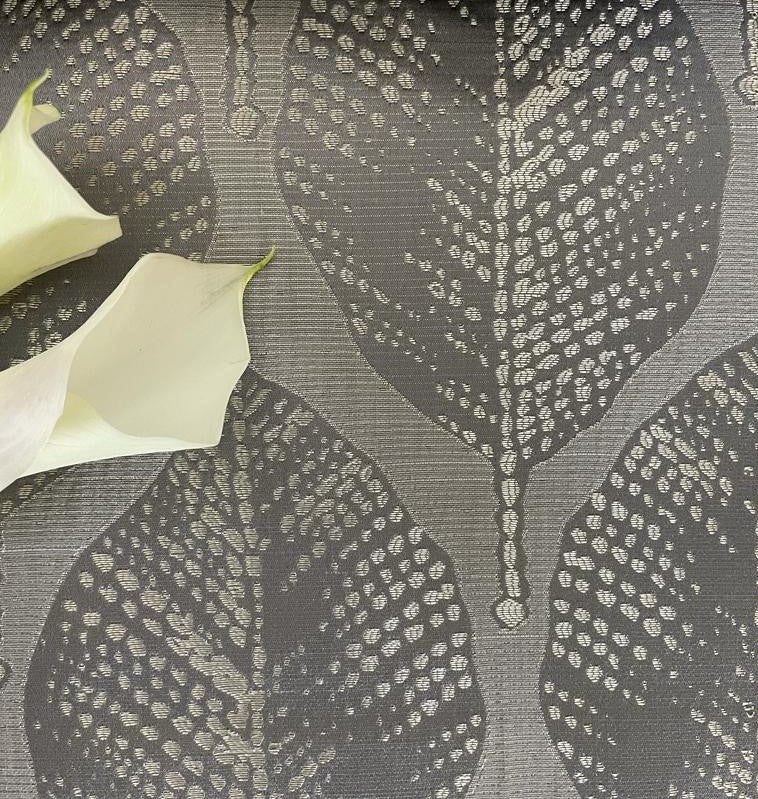 Silver Gray Leaf Jacquard Tablecloth
