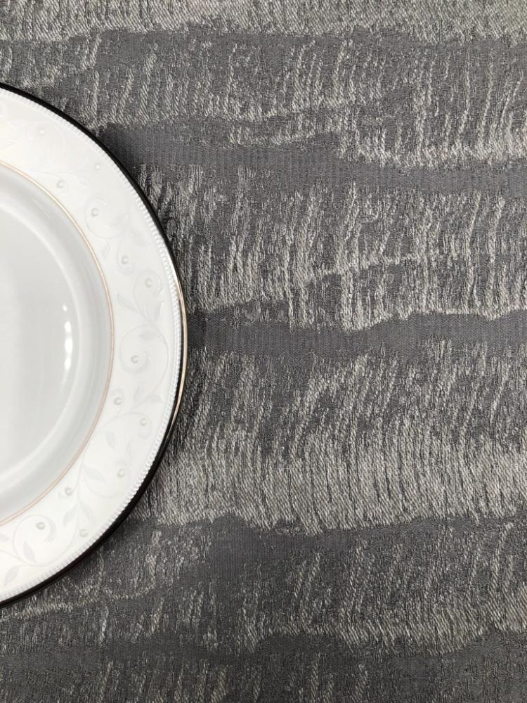 Silver Gray Waves Jacquard Tablecloth