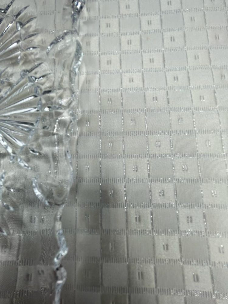 Silver White Squares Jacquard Tablecloth