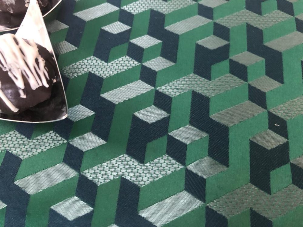 Modern Geometric Blue-Green Blocks Jacquard Napkins