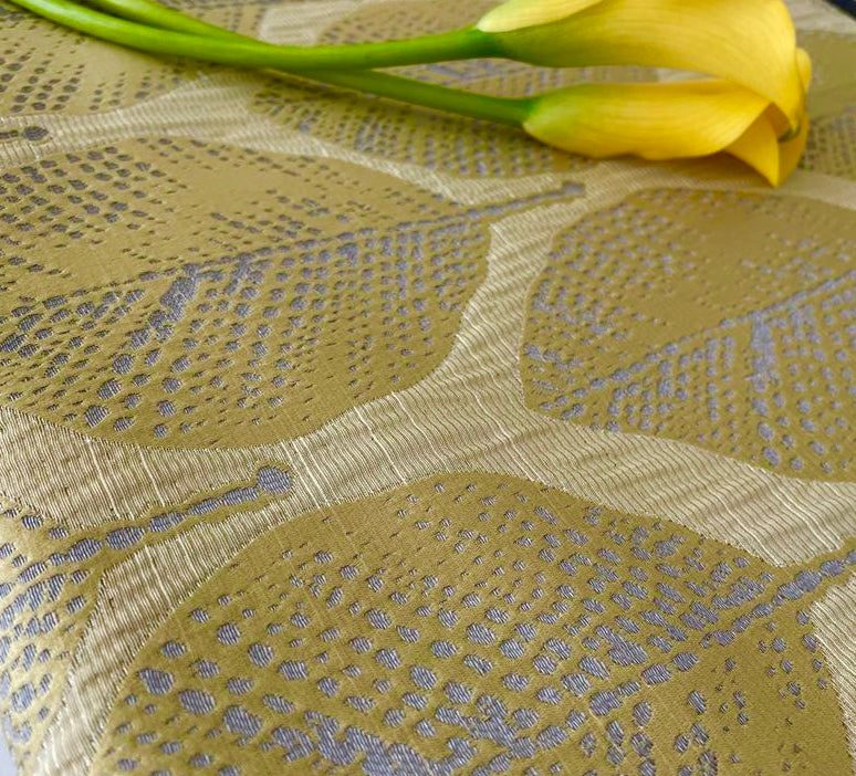Yellow Leaf Jacquard Tablecloth