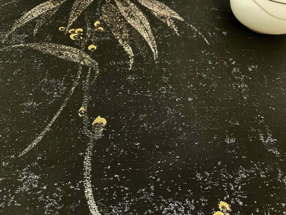 Elegant Black Blossoms Jacquard Napkins