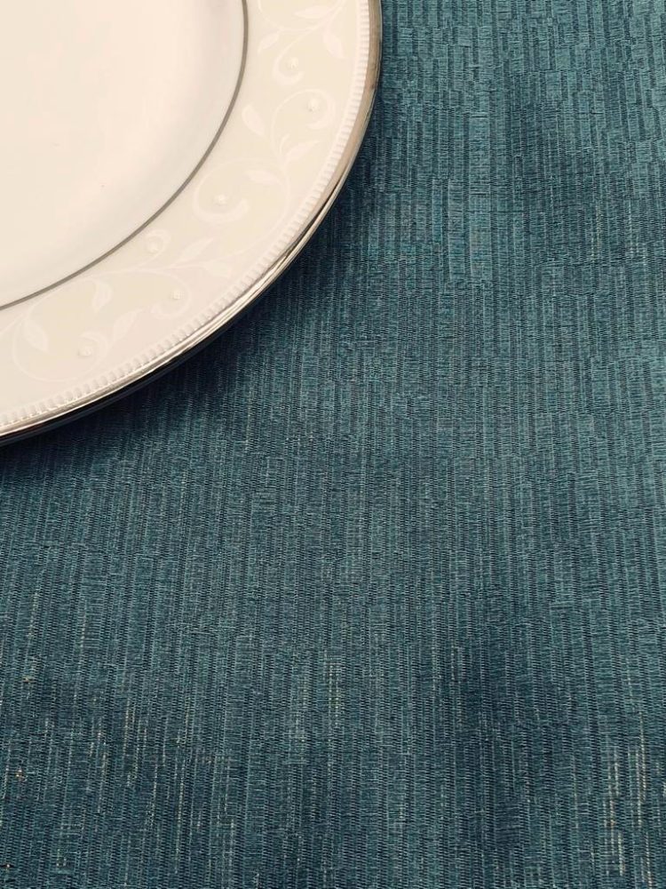 Teal Gold Shimmer Jacquard Tablecloth