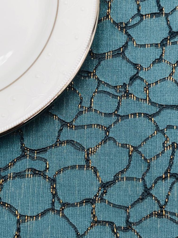 Teal Webbing Jacquard Tablecloth