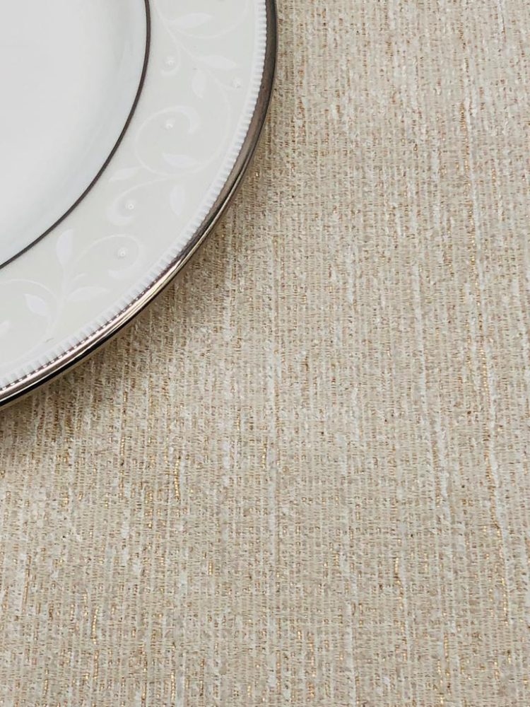 Textured Ivory Gold Jacquard Tablecloth
