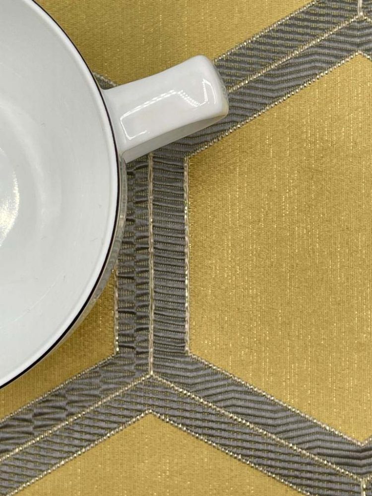 Yellow Gray Honeycomb Jacquard Tablecloth
