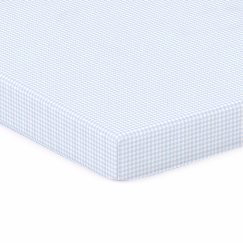 Blue Gingham Jersey Knit Cradle sheet