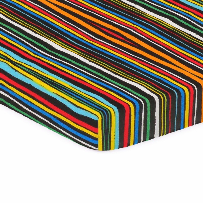 Colored Stripes Black Square Play Yard Fits Joovy sheet