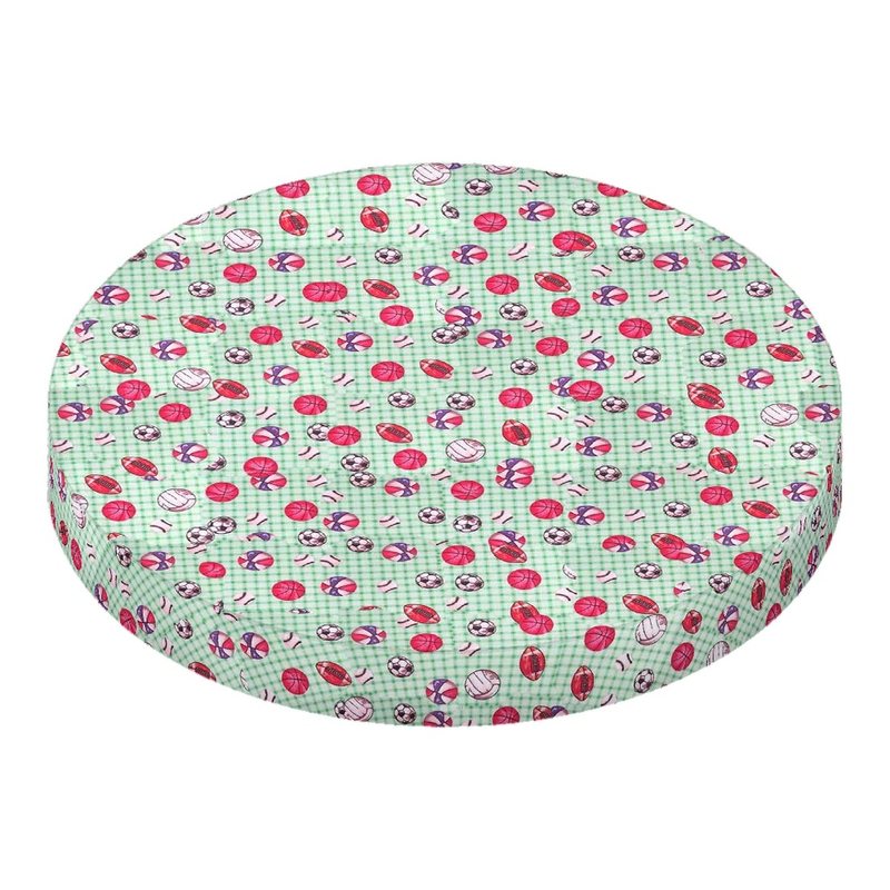 Sports Green Grid Round Crib sheet