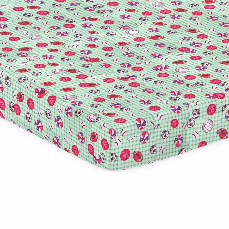 Sports Green Grid Crib / Toddler sheet