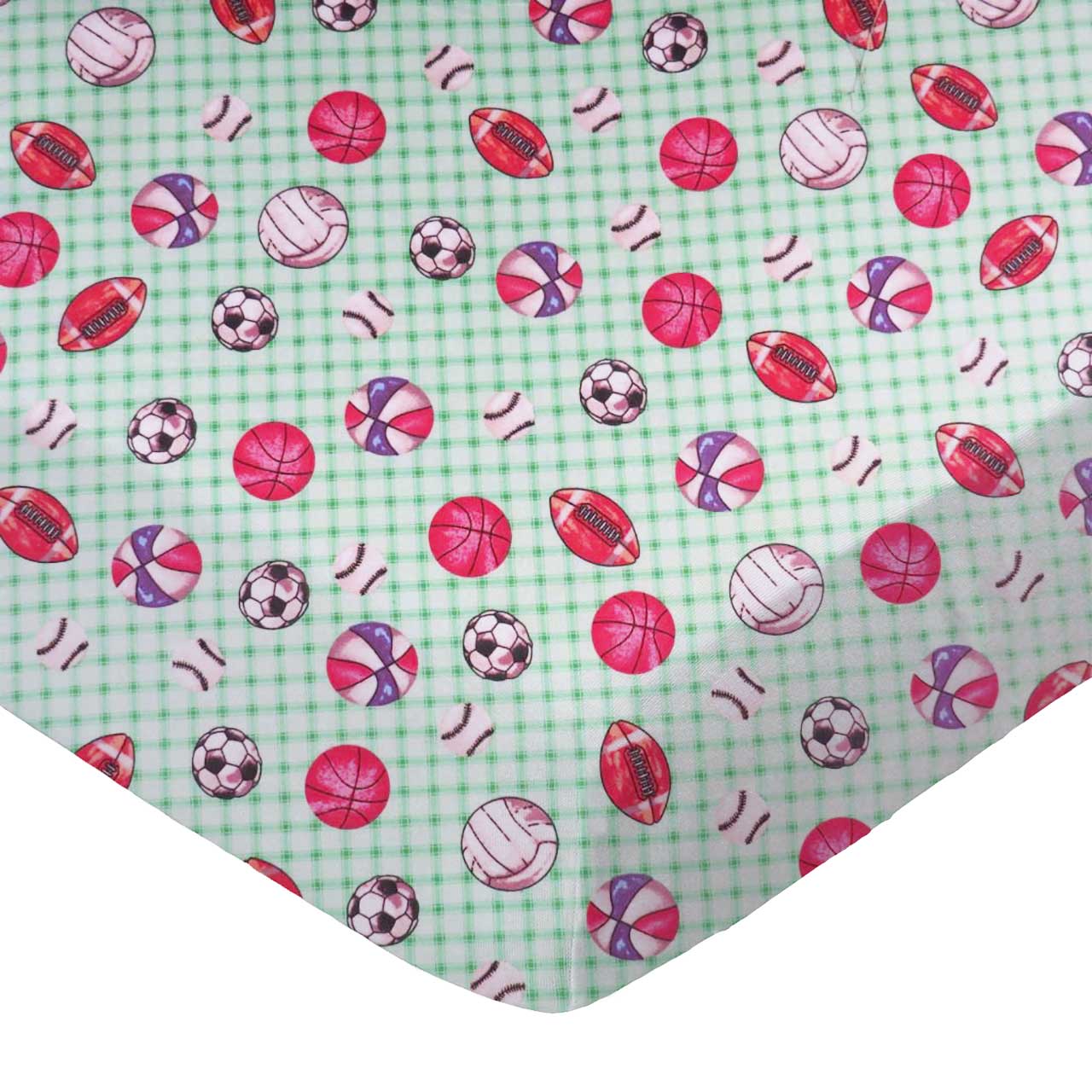 Sports Green Grid Changing Pad Cover sheet